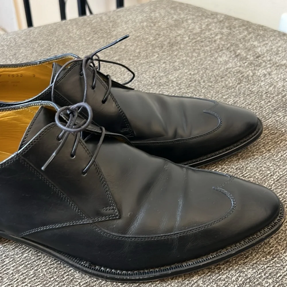 Boss Hugo Boss Mens Lace Up Wing Tip Oxford Black‎ Leather Shoes 9